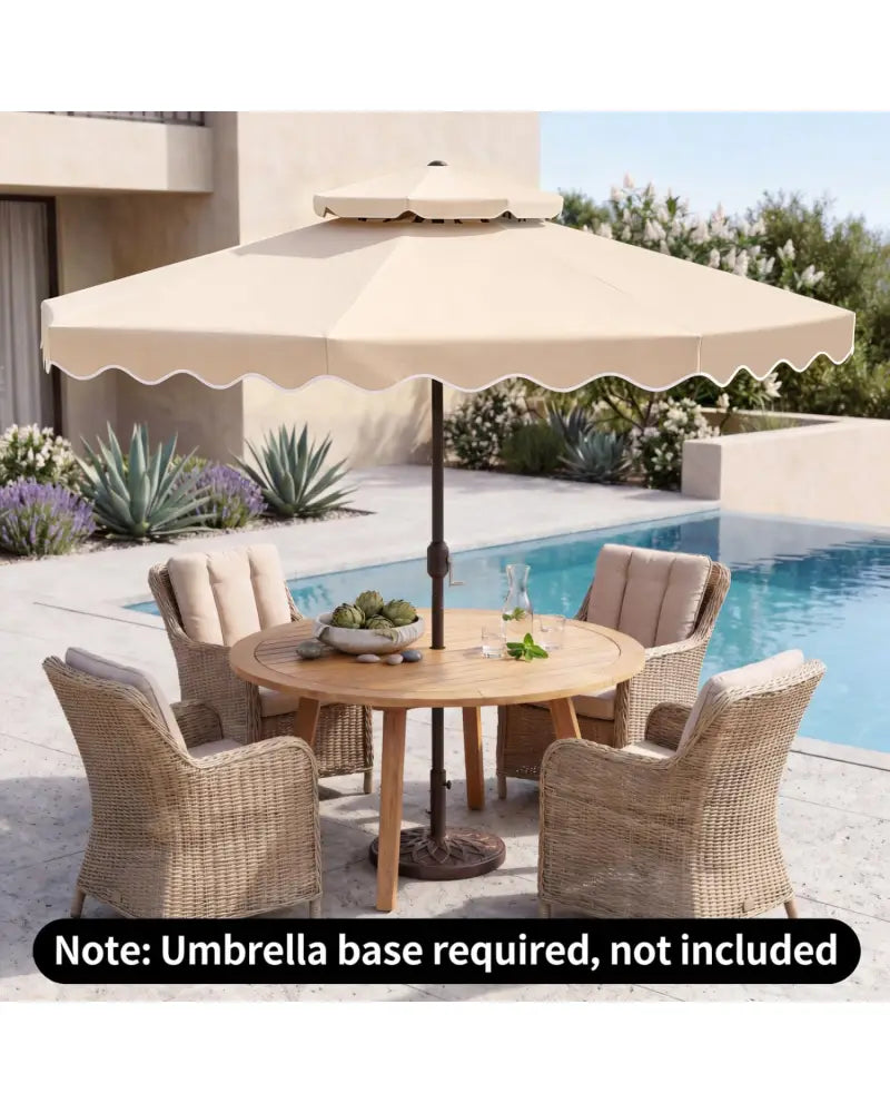 9 Feet Patio Umbrella with Push Button Tilt and Crank-Beige - Beige - Outdoor Umbrellas