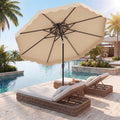 9 Feet Patio Umbrella with Push Button Tilt and Crank-Beige - Beige - Outdoor Umbrellas