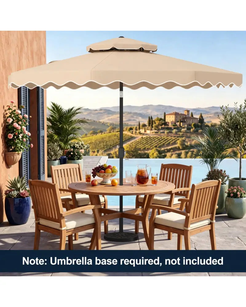 9 Feet Patio Umbrella with Push Button Tilt and Crank-Beige - Beige - Outdoor Umbrellas