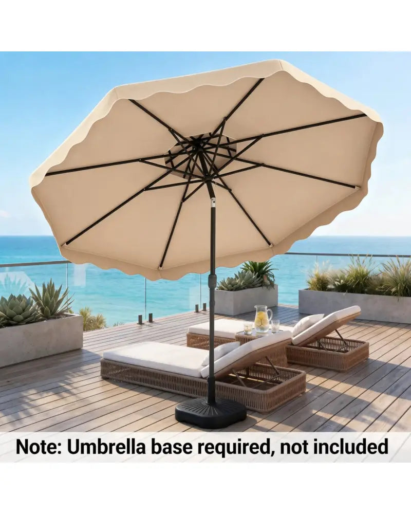 9 Feet Patio Umbrella with Push Button Tilt and Crank-Beige - Beige - Outdoor Umbrellas