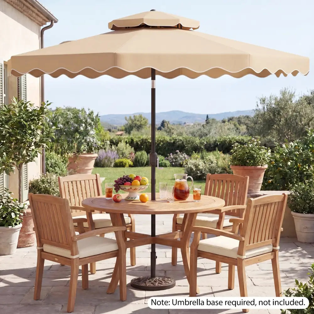 9 Feet Patio Umbrella with Push Button Tilt and Crank-Beige - Beige - Outdoor Umbrellas