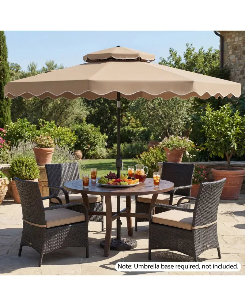 9 Feet Patio Umbrella with Push Button Tilt and Crank-Coffee - Coffee - Outdoor Umbrellas