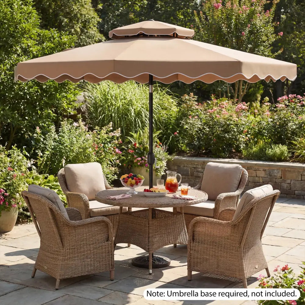 9 Feet Patio Umbrella with Push Button Tilt and Crank-Coffee - Coffee - Outdoor Umbrellas