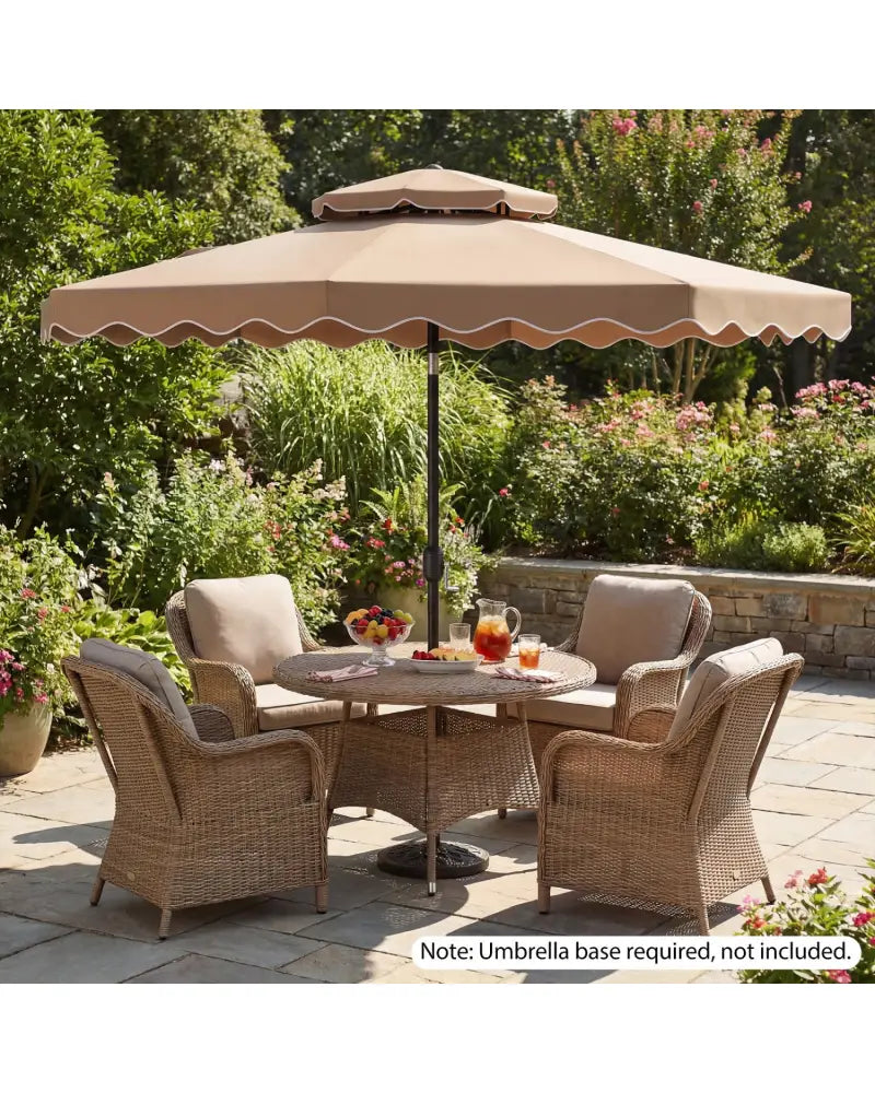 9 Feet Patio Umbrella with Push Button Tilt and Crank-Coffee - Coffee - Outdoor Umbrellas