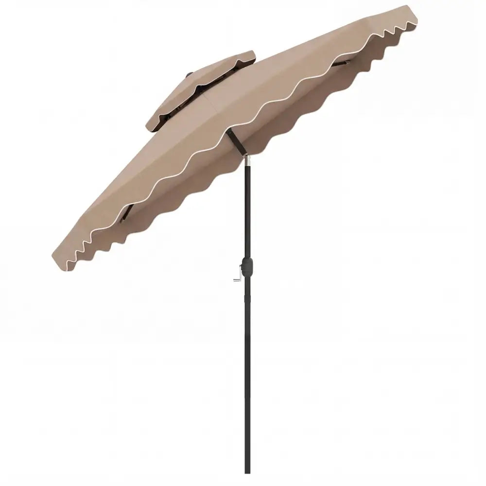9 Feet Patio Umbrella with Push Button Tilt and Crank-Coffee - Coffee - Outdoor Umbrellas