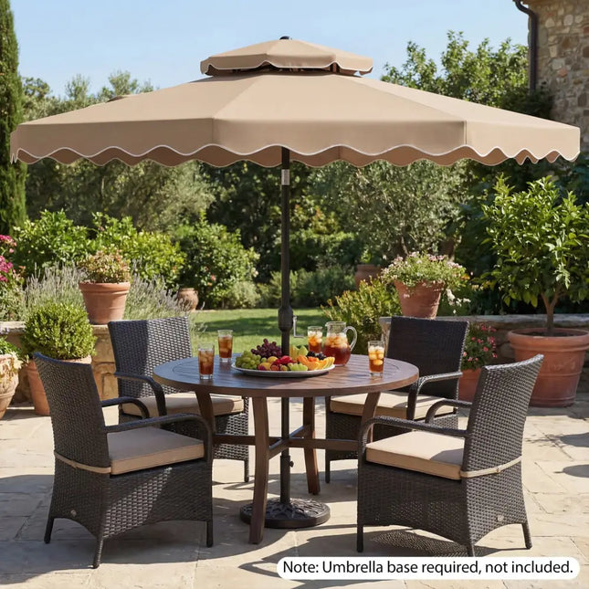 9 Feet Patio Umbrella with Push Button Tilt and Crank-Coffee - Coffee - Outdoor Umbrellas
