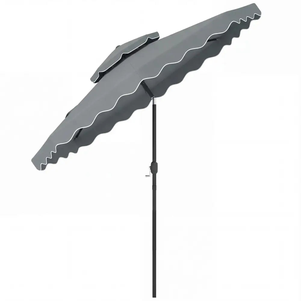 9 Feet Patio Umbrella with Push Button Tilt and Crank-Gray - Gray - Outdoor Umbrellas
