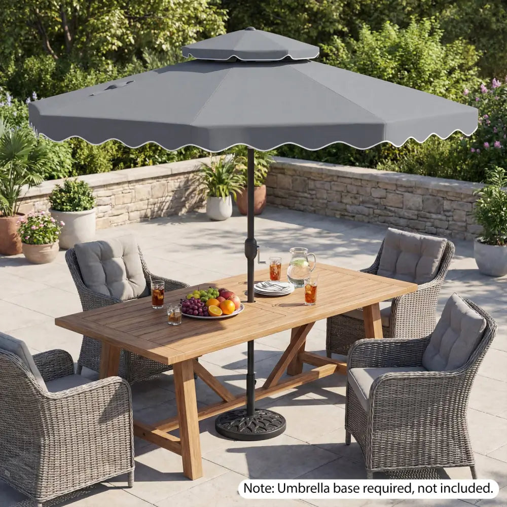 9 Feet Patio Umbrella with Push Button Tilt and Crank-Gray - Gray - Outdoor Umbrellas