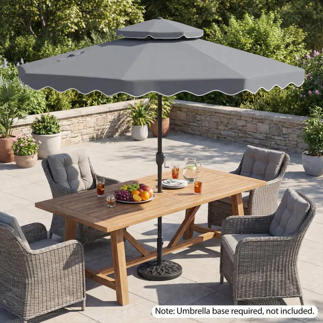 9 Feet Patio Umbrella with Push Button Tilt and Crank-Gray - Gray - Outdoor Umbrellas