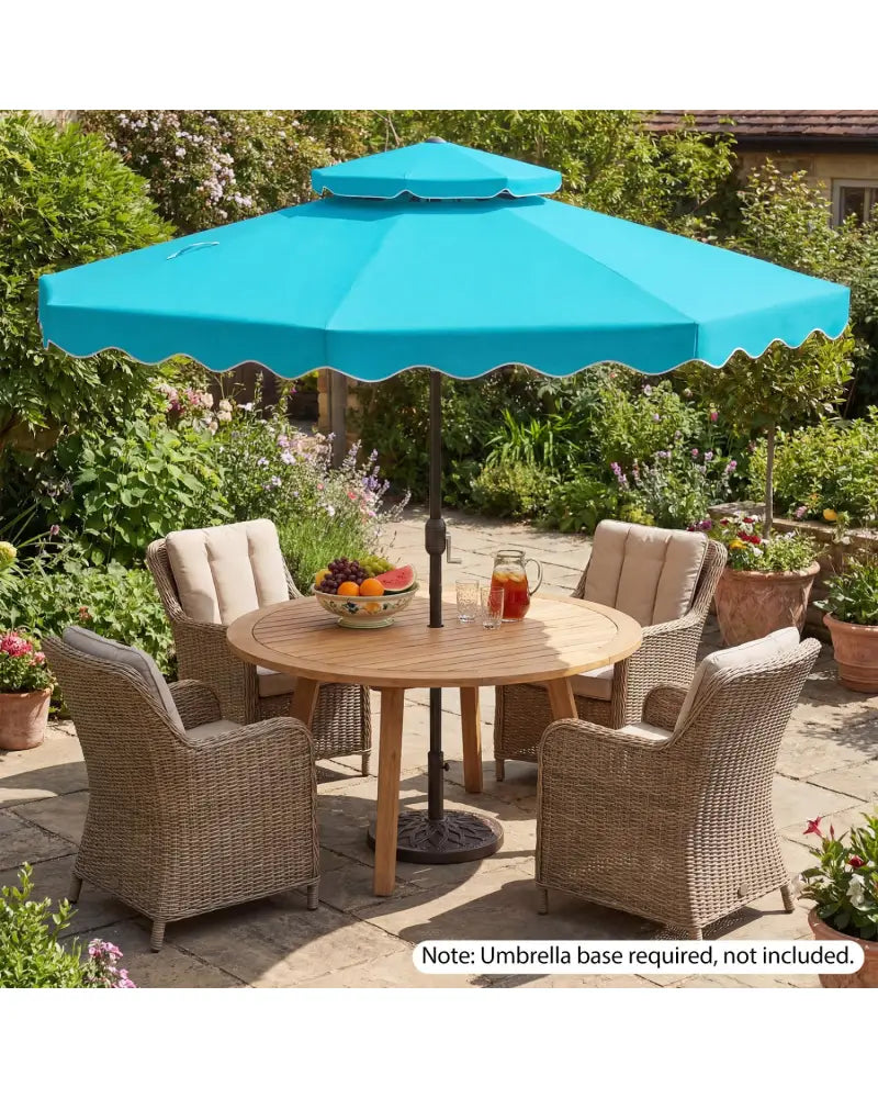 9 Feet Patio Umbrella with Push Button Tilt and Crank-Turquoise - Turquoise - Outdoor Umbrellas