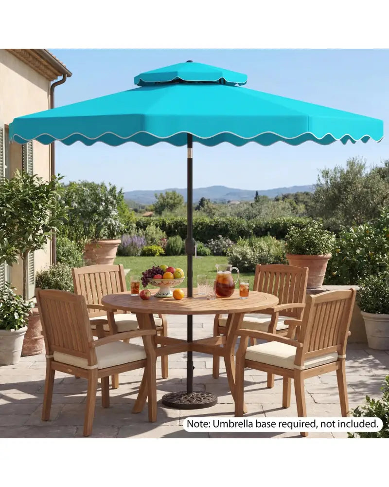 9 Feet Patio Umbrella with Push Button Tilt and Crank-Turquoise - Turquoise - Outdoor Umbrellas