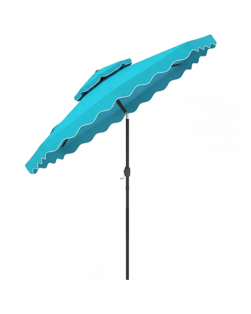 9 Feet Patio Umbrella with Push Button Tilt and Crank-Turquoise - Turquoise - Outdoor Umbrellas