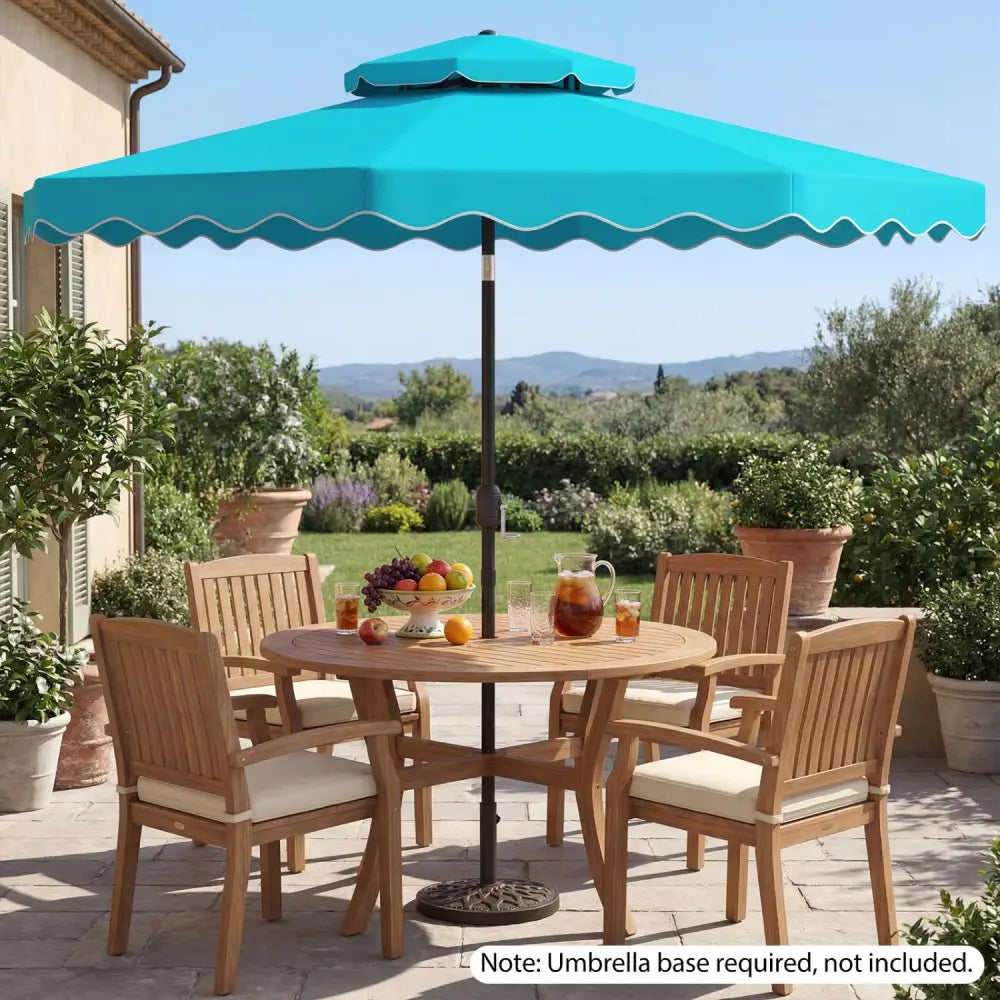 9 Feet Patio Umbrella with Push Button Tilt and Crank-Turquoise - Turquoise - Outdoor Umbrellas