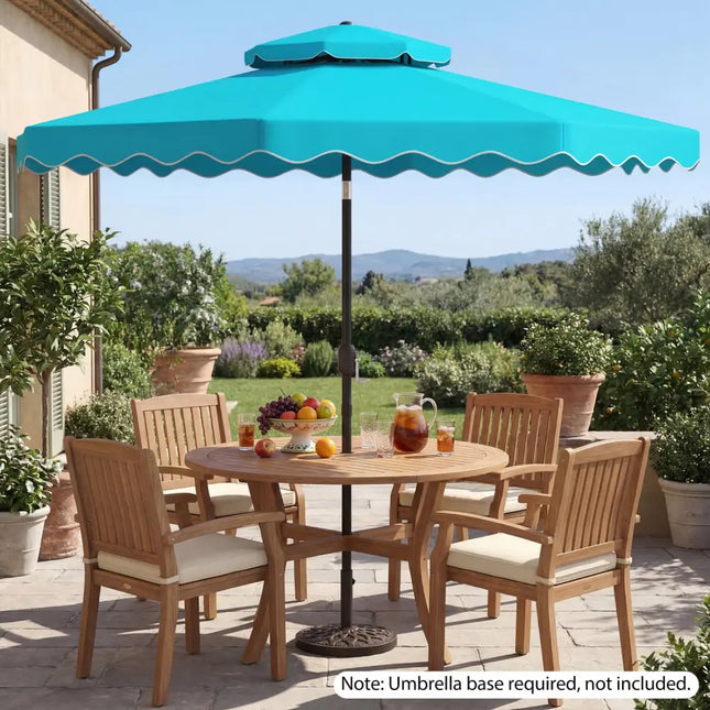 9 Feet Patio Umbrella with Push Button Tilt and Crank-Turquoise - Turquoise - Outdoor Umbrellas