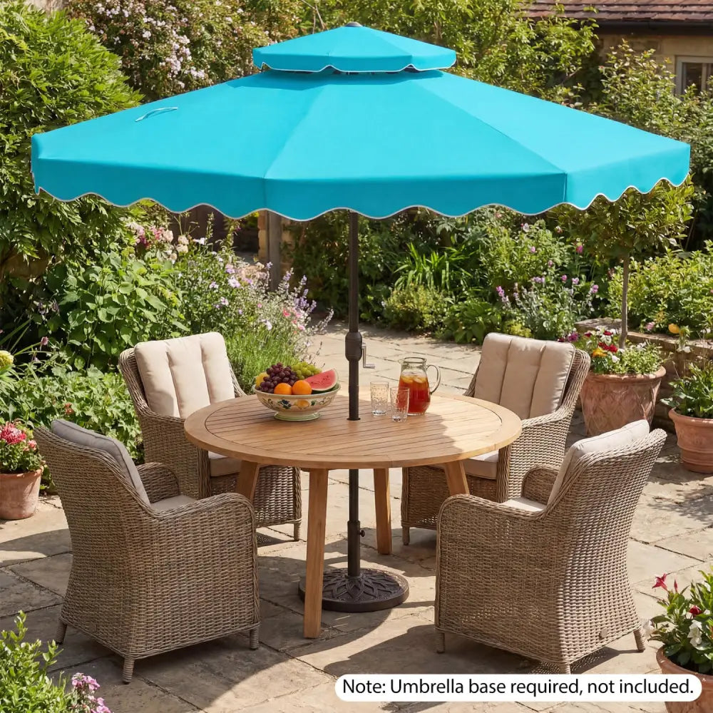 9 Feet Patio Umbrella with Push Button Tilt and Crank-Turquoise - Turquoise - Outdoor Umbrellas