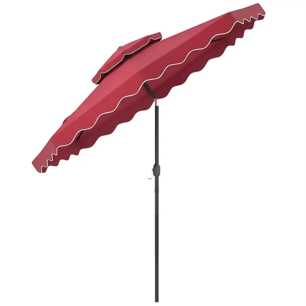 9 Feet Patio Umbrella with Push Button Tilt and Crank-Wine - Wine - Outdoor Umbrellas