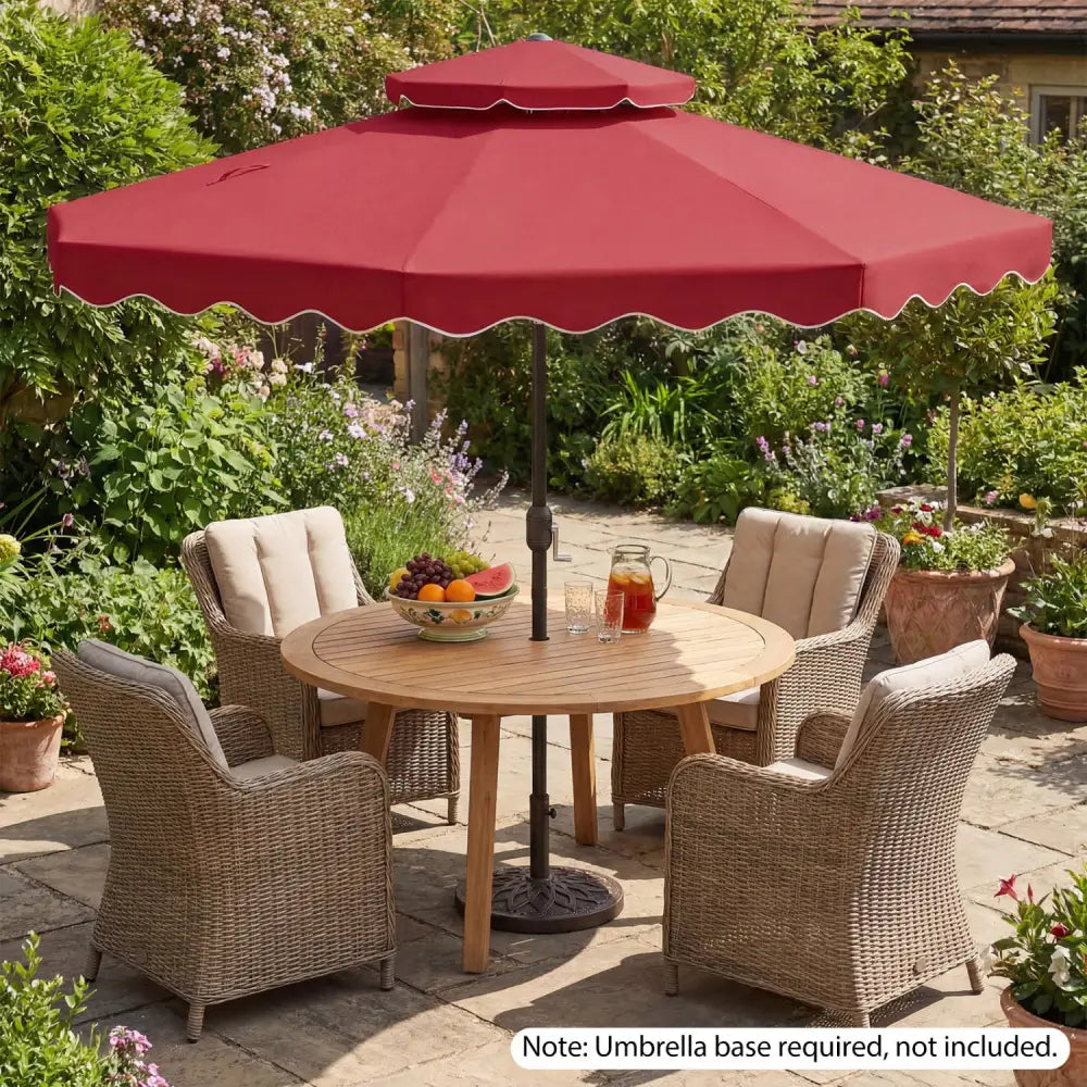 9 Feet Patio Umbrella with Push Button Tilt and Crank-Wine - Wine - Outdoor Umbrellas