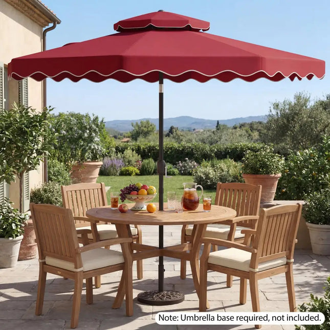 9 Feet Patio Umbrella with Push Button Tilt and Crank-Wine - Wine - Outdoor Umbrellas