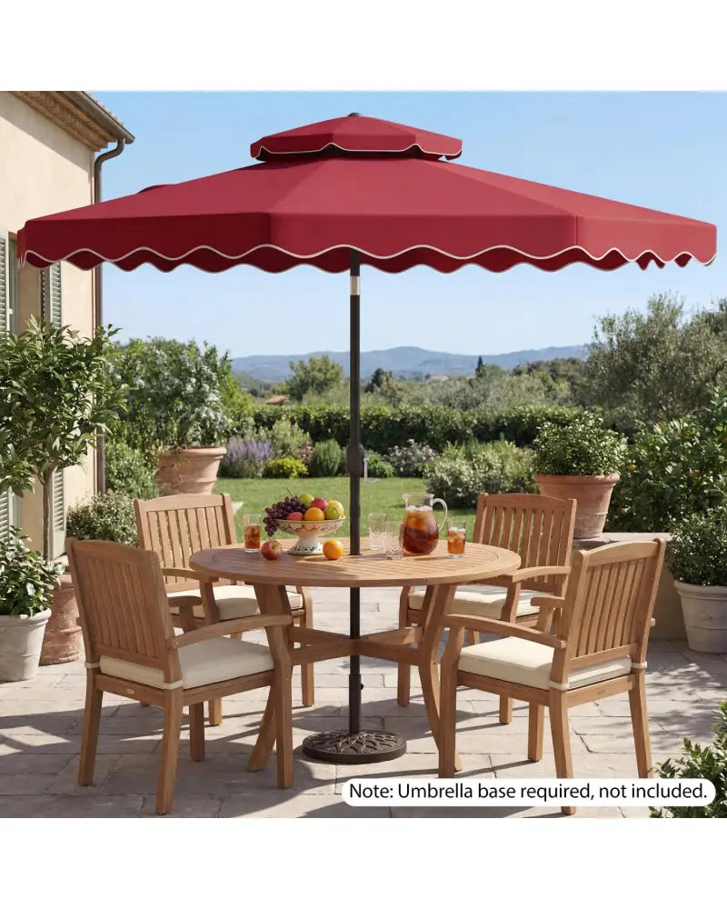 9 Feet Patio Umbrella with Push Button Tilt and Crank-Wine - Wine - Outdoor Umbrellas