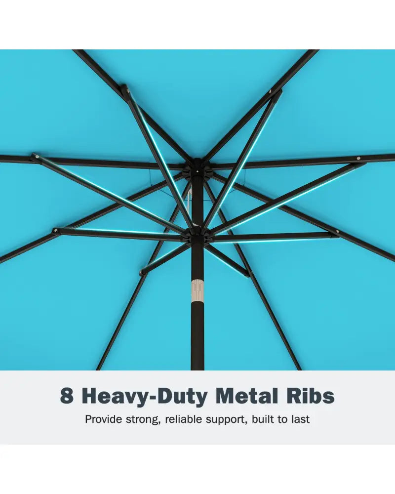 9 Feet Patio Umbrella with Weighted Base and Sandbags-Turquoise - Turquoise - Outdoor Umbrellas