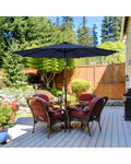 9 Feet Solar LED Lighted Patio Market Umbrella Tilt Adjustment Crank Lift-Dark Blue - Dark Blue - Outdoor Umbrellas