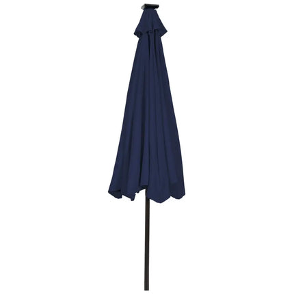 9 Feet Solar LED Lighted Patio Market Umbrella Tilt Adjustment Crank Lift-Dark Blue - Dark Blue - Outdoor Umbrellas