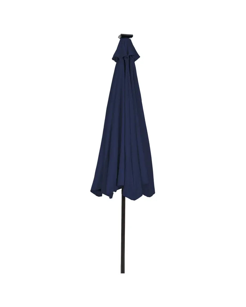 9 Feet Solar LED Lighted Patio Market Umbrella Tilt Adjustment Crank Lift-Dark Blue - Dark Blue - Outdoor Umbrellas
