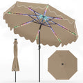 9 Feet Solar Patio Umbrella with Color-Changing LED Lights-Brown - Brown - Outdoor Umbrellas