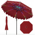 9 Feet Solar Patio Umbrella with Color-Changing LED Lights-Wine - Wine - Outdoor Umbrellas