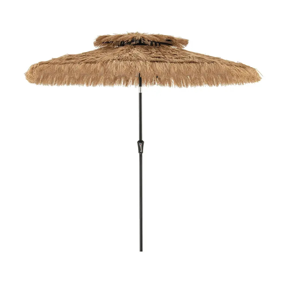 9 Feet Thatched Tiki Umbrella with 8 Ribs - Natural - Outdoor Umbrellas