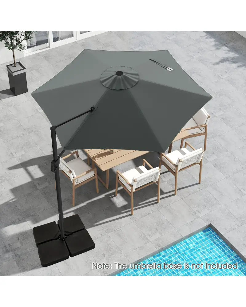 9 FT Cantilever Patio Umbrella with Vented Top and Sun-Protective Canopy-Gray - Gray - Outdoor Umbrellas