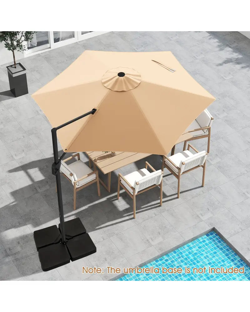 9 FT Cantilever Patio Umbrella with Vented Top and Sun-Protective Canopy-Beige - Beige - Outdoor Umbrellas
