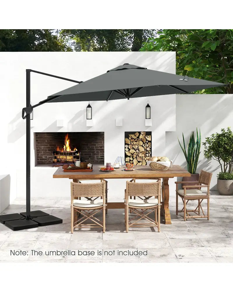 9 FT Cantilever Patio Umbrella with Vented Top and Sun-Protective Canopy-Gray - Gray - Outdoor Umbrellas
