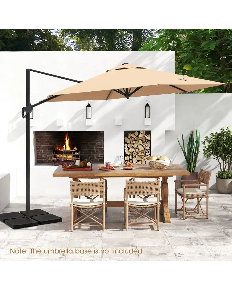 9 FT Cantilever Patio Umbrella with Vented Top and Sun-Protective Canopy-Beige - Beige - Outdoor Umbrellas