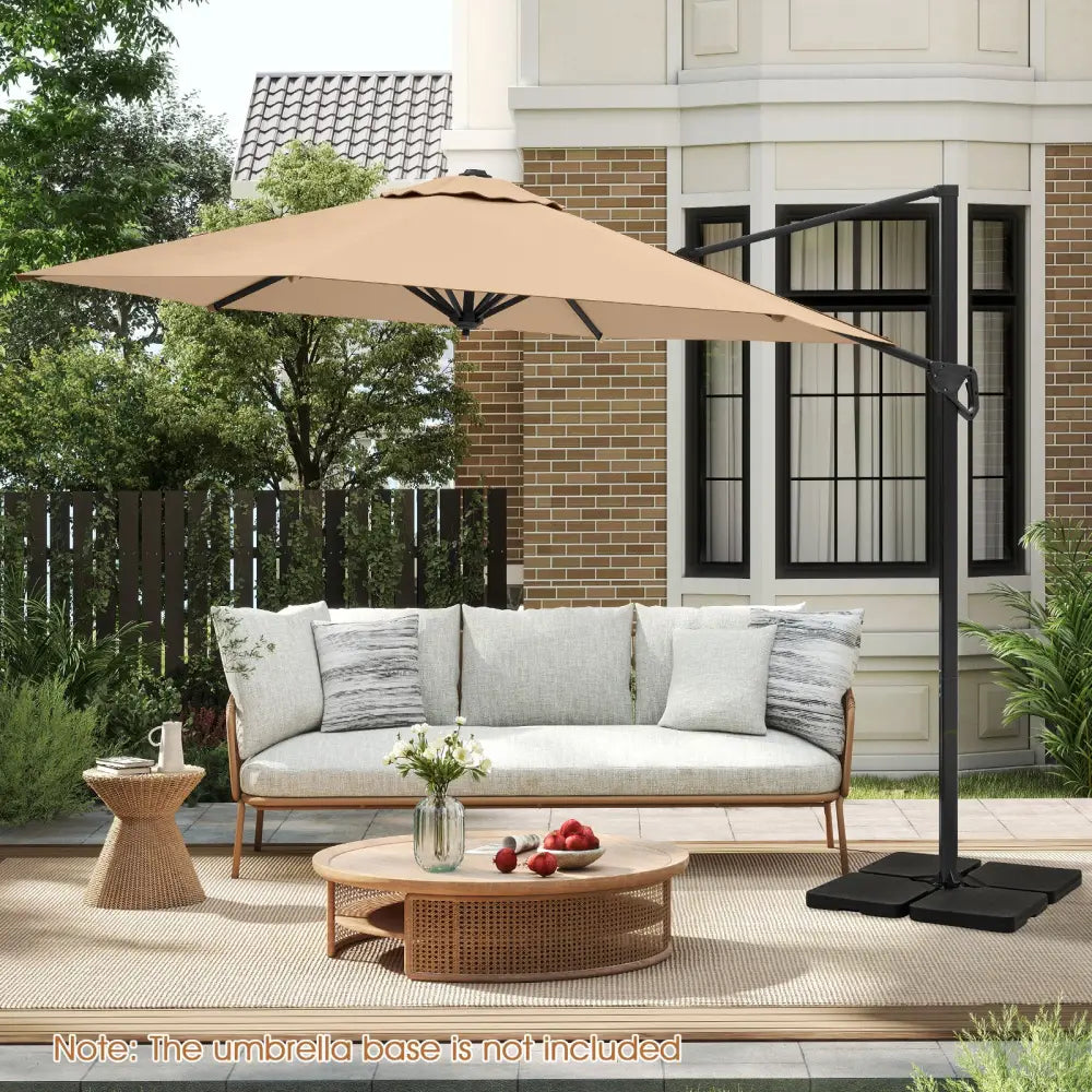 9 FT Cantilever Patio Umbrella with Vented Top and Sun-Protective Canopy-Beige - Beige - Outdoor Umbrellas