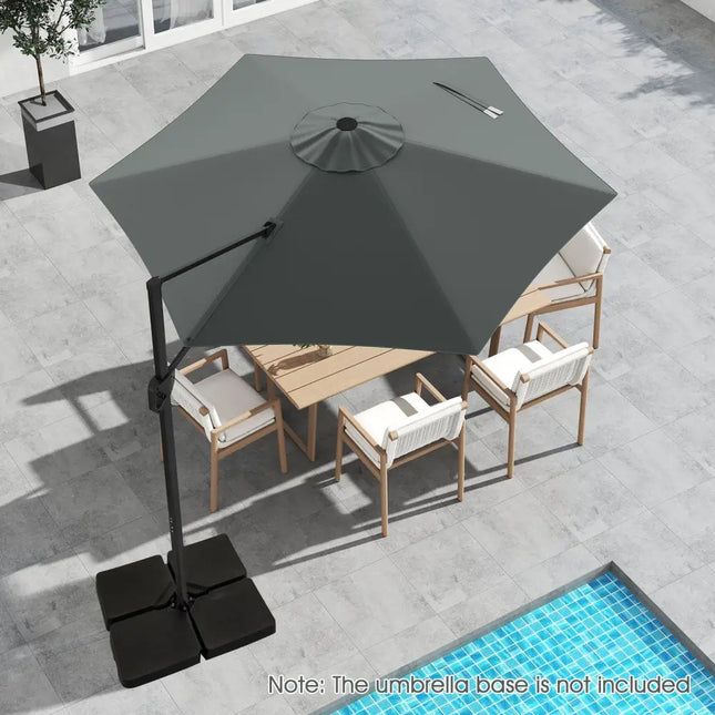 9 FT Cantilever Patio Umbrella with Vented Top and Sun-Protective Canopy-Gray - Gray - Outdoor Umbrellas