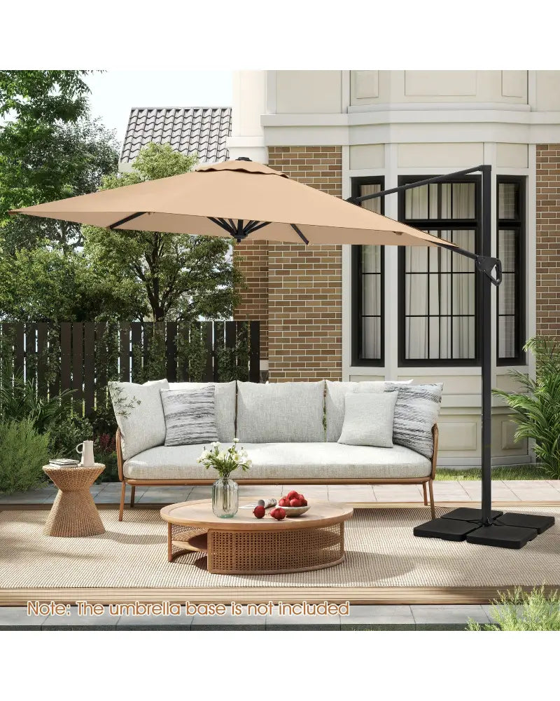9 FT Cantilever Patio Umbrella with Vented Top and Sun-Protective Canopy-Beige - Beige - Outdoor Umbrellas
