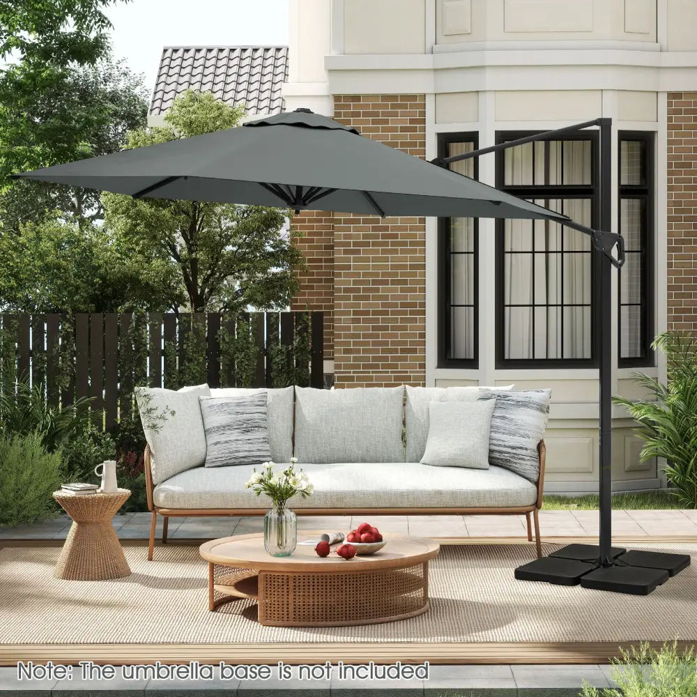 9 FT Cantilever Patio Umbrella with Vented Top and Sun-Protective Canopy-Gray - Gray - Outdoor Umbrellas