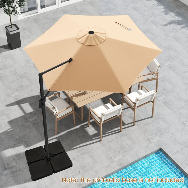 9 FT Cantilever Patio Umbrella with Vented Top and Sun-Protective Canopy-Beige - Beige - Outdoor Umbrellas