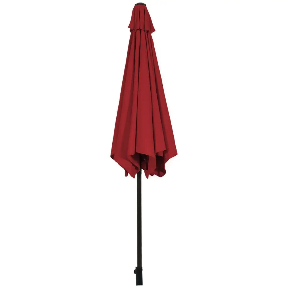 9 ft Outdoor Market Patio Table Umbrella Push Button Tilt Crank Lift-Burgundy - Burgundy - Outdoor Umbrellas