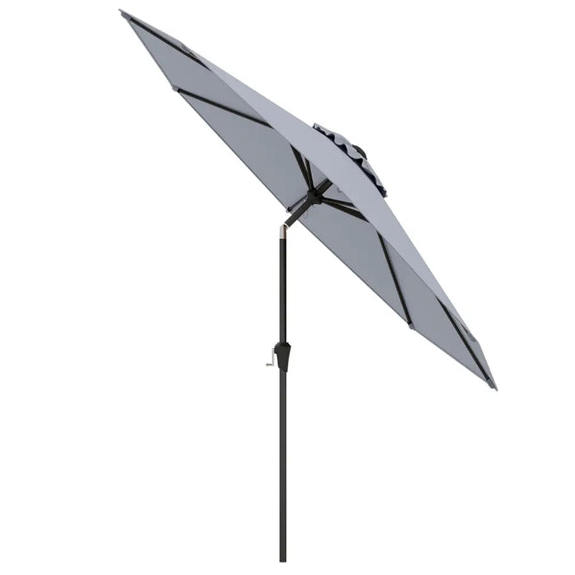 9 FT Outdoor Market Patio Table Umbrella Push Button Tilt Crank Lift-gray - Gray - Outdoor Umbrellas