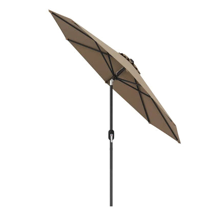 9 ft Outdoor Market Patio Table Umbrella Push Button Tilt Crank Lift-Tan - Tan - Outdoor Umbrellas