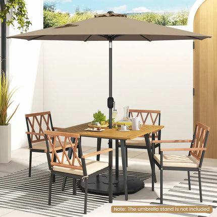 9 ft Outdoor Market Patio Table Umbrella Push Button Tilt Crank Lift-Tan - Tan - Outdoor Umbrellas