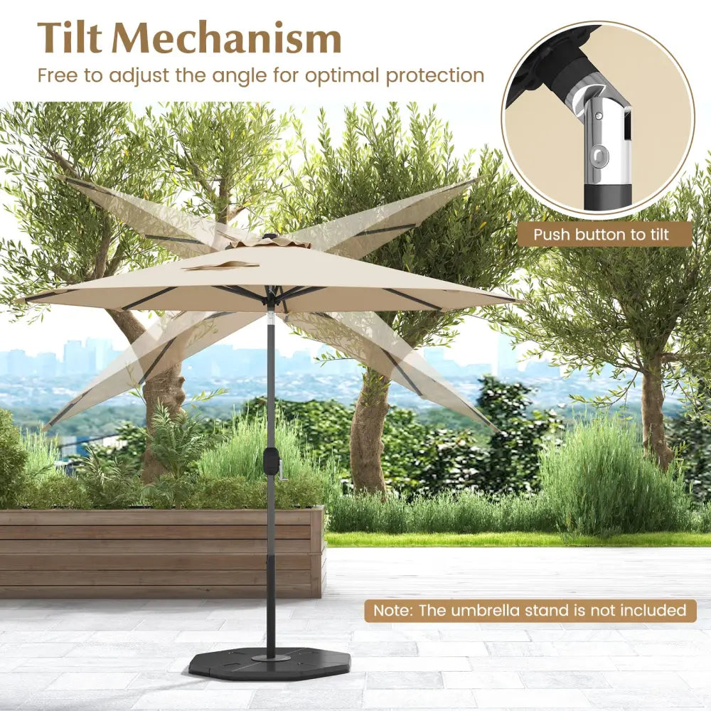 9 ft Outdoor Market Patio Table Umbrella Push Button Tilt Crank Lift-Beige - Beige - Outdoor Umbrellas
