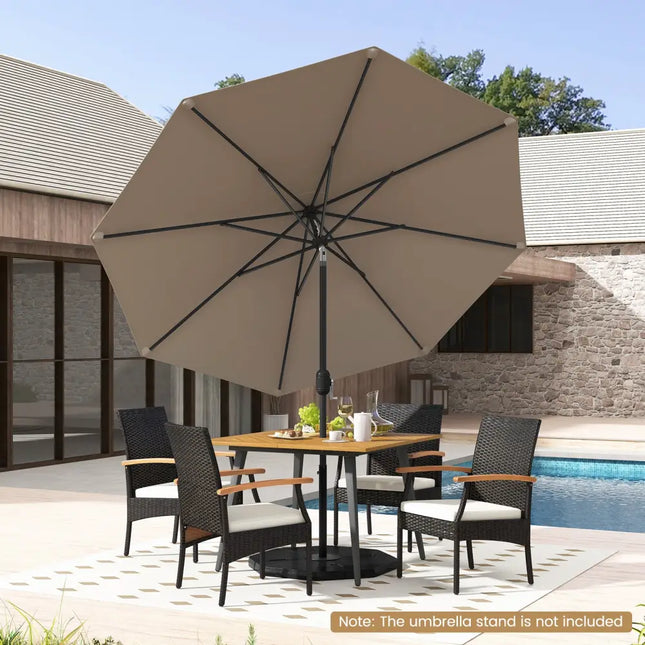 9 ft Outdoor Market Patio Table Umbrella Push Button Tilt Crank Lift-Tan - Tan - Outdoor Umbrellas