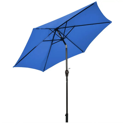 9 ft Outdoor Market Patio Table Umbrella Push Button Tilt Crank Lift-Blue - Blue - Outdoor Umbrellas