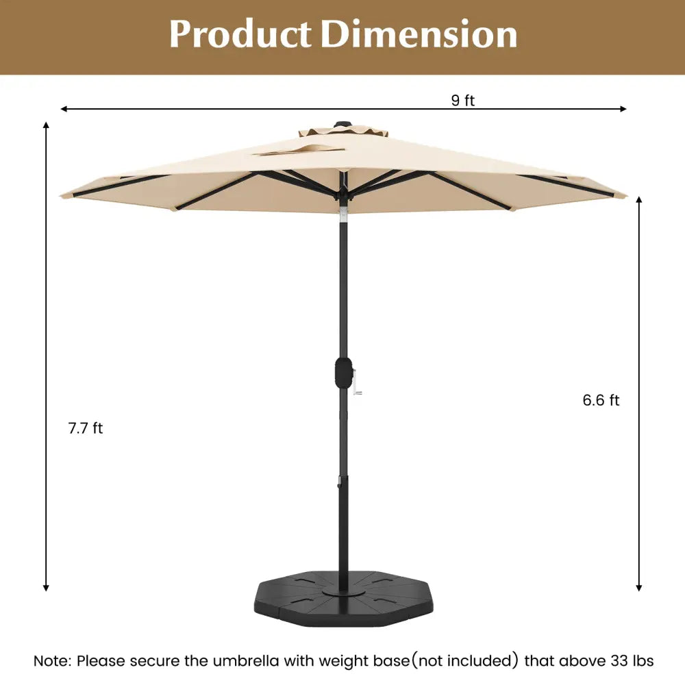 9 ft Outdoor Market Patio Table Umbrella Push Button Tilt Crank Lift-Beige - Beige - Outdoor Umbrellas