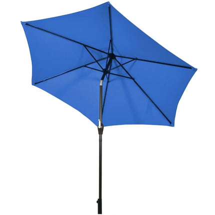 9 ft Outdoor Market Patio Table Umbrella Push Button Tilt Crank Lift-Blue - Blue - Outdoor Umbrellas