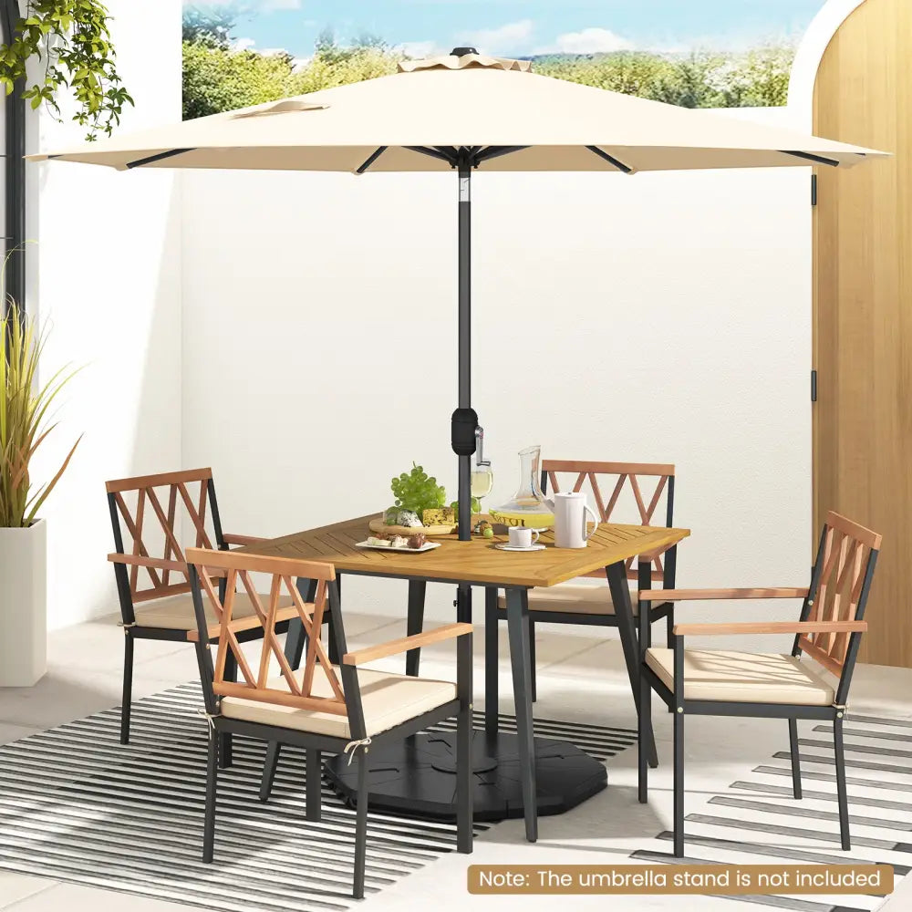 9 ft Outdoor Market Patio Table Umbrella Push Button Tilt Crank Lift-Beige - Beige - Outdoor Umbrellas