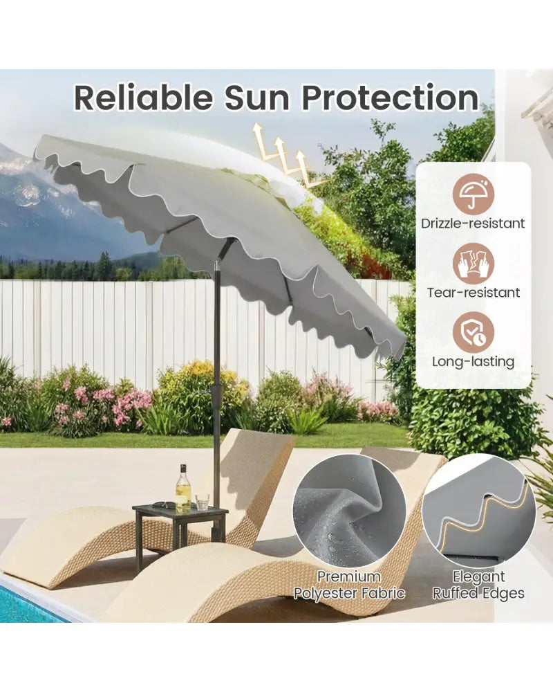 9 FT Outdoor Patio Umbrella with Solar LED Lights and Weighted Base-Gray - Gray - Outdoor Umbrellas